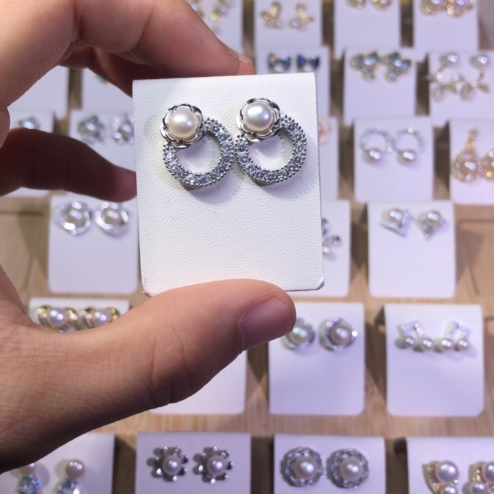 淡水珍珠耳饰银S925镶嵌