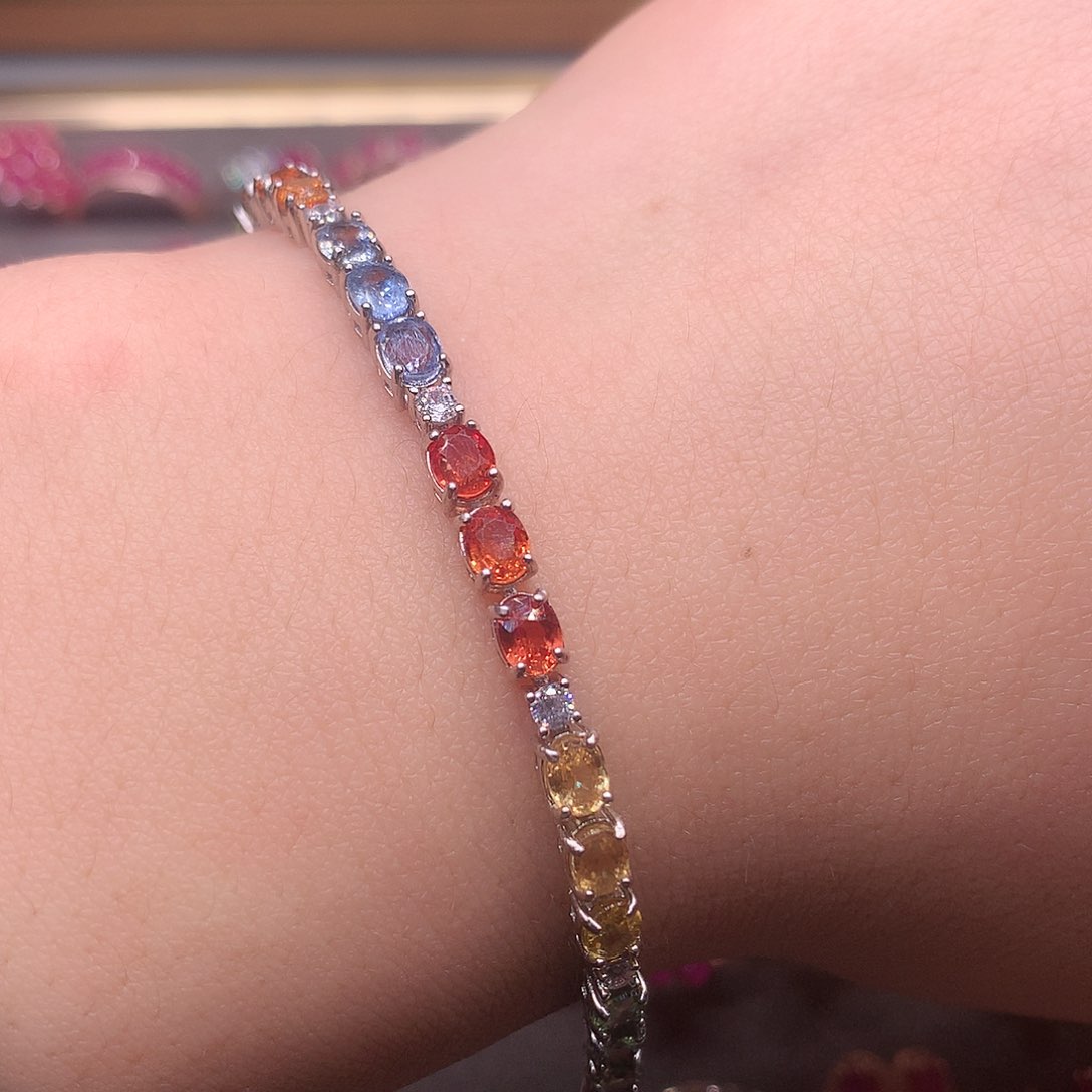 蓝宝石手链银S925镶嵌