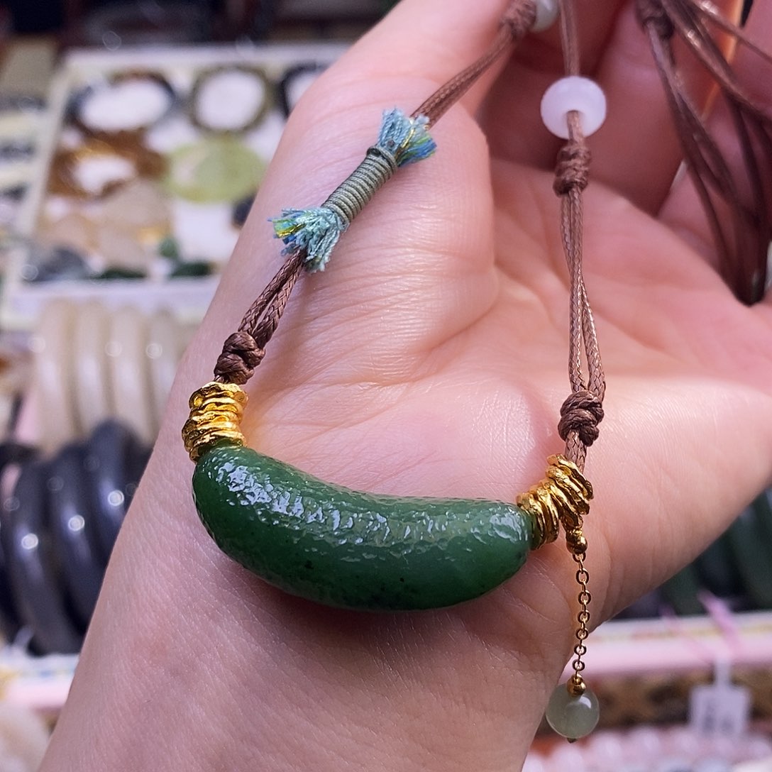 颈饰未镶嵌和田玉碧玉锁骨链