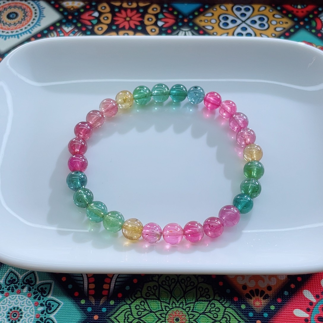 未镶嵌手链碧玺6.8mm左右