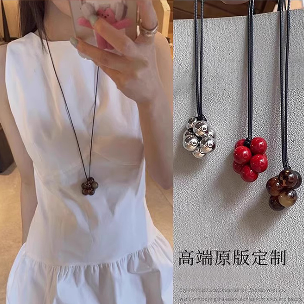 非金属皮质项链 韩国博主同款黑绳百搭项链女小众设计长款毛衣链