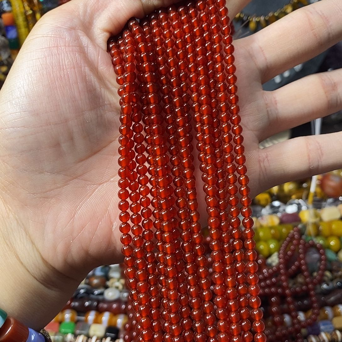 石英质玉未镶嵌，A品红玛瑙4mm