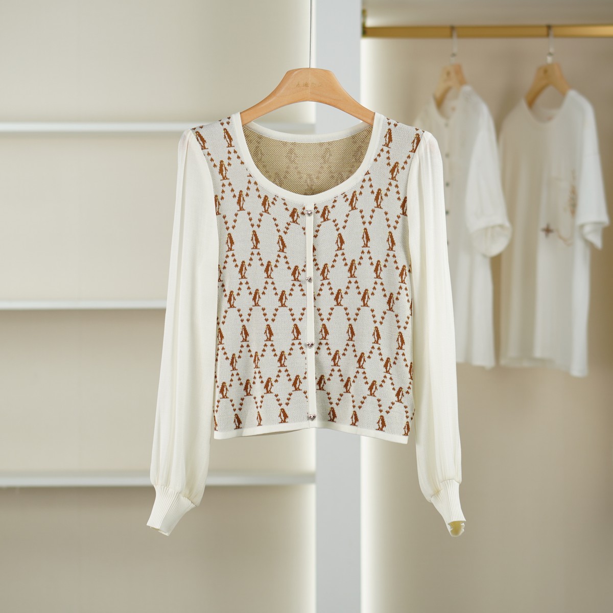 麦迪尚品 一路童行【S/M】30918104拼接针织衫春秋女装商场同款