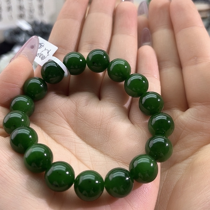和田玉颈饰未镶嵌养****╲菠菜绿12m m