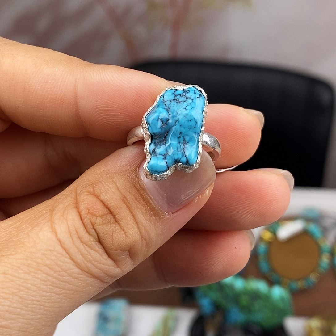 绿松石银S925镶嵌原矿