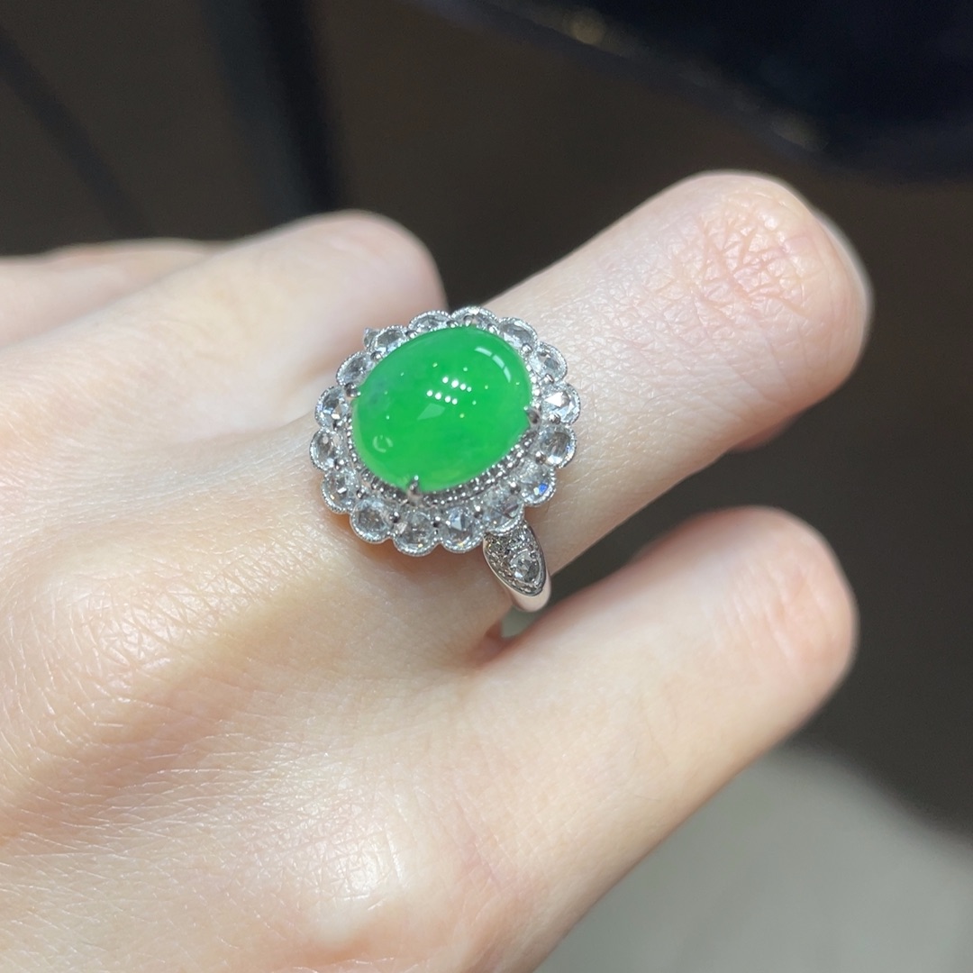 翡翠颈饰18K金镶嵌天然缅甸翡翠a货