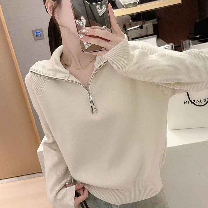 【运费补贴】秋冬季半拉链高领毛衣女慵懒高级感韩版套头针织衫上衣