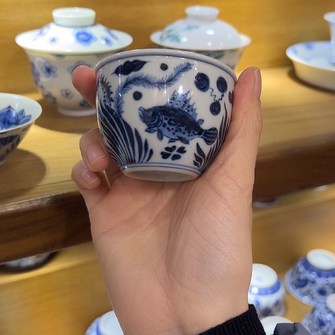 杯子鱼藻缸杯80毫升纯手工