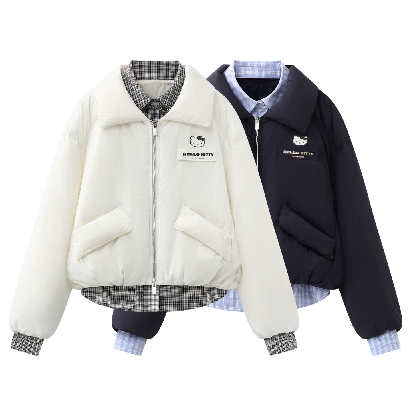 【卡通】2025百搭宽松衬衫拼接卡通拉链保暖外套上衣女2971