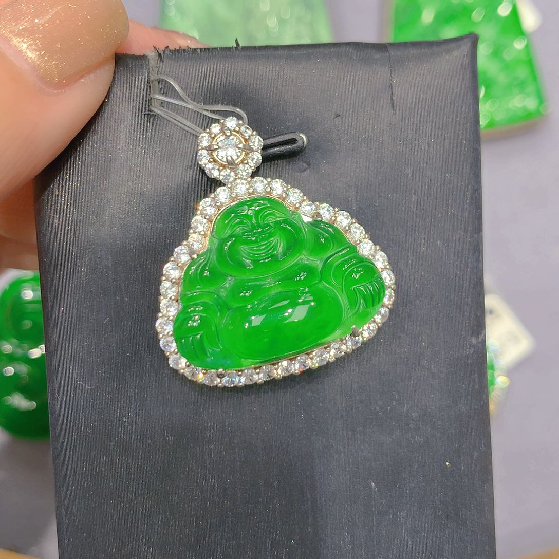 翡翠吊坠(赠链)银S925镶嵌0008