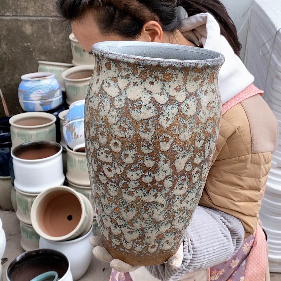 紫砂花盆瑕疵口19高33