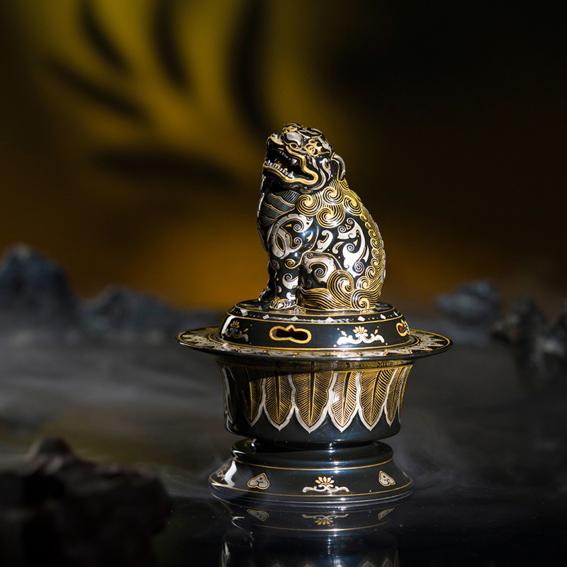 艺林堂 漆器错金银狻猊香炉