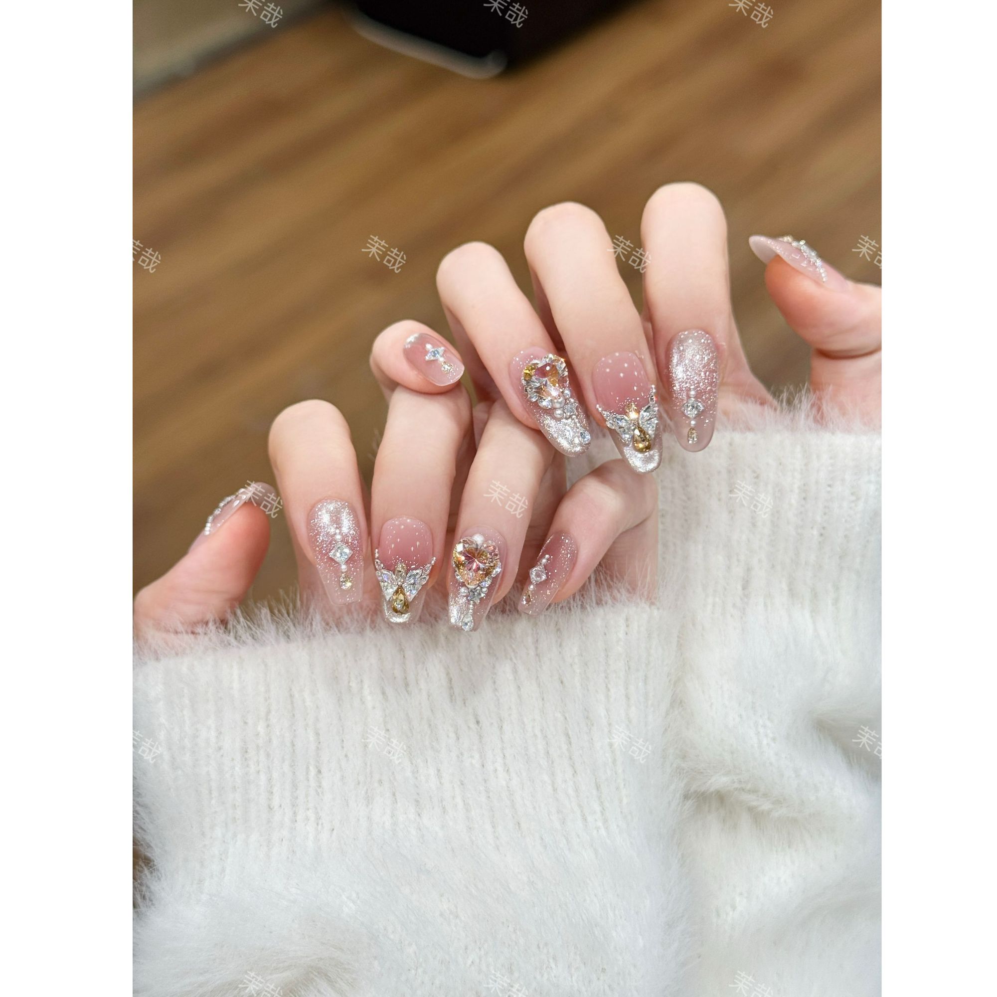 茉哉W现货【鎏金挚爱】纯手工定制美甲拆卸穿戴甲A5080