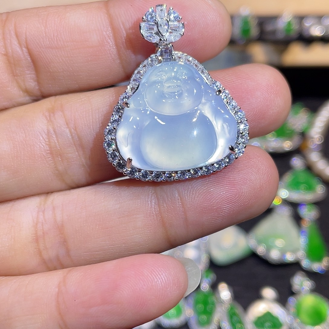 翡翠银S925镶嵌吊坠(不含链)