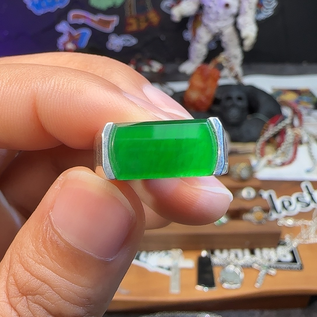 翡翠银S925镶嵌戒指