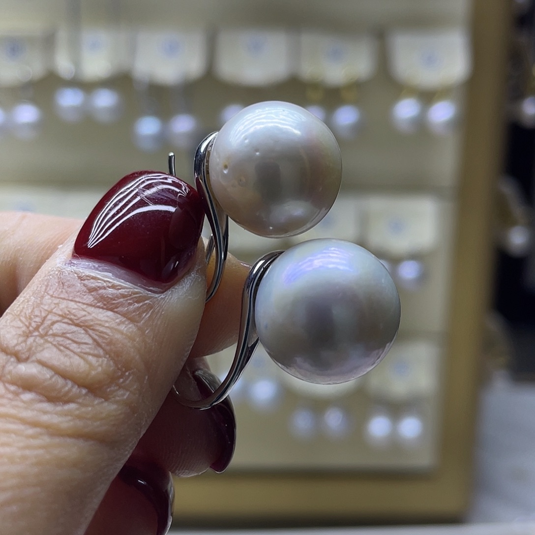 淡水珍珠耳饰银S925镶嵌