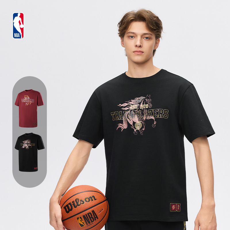 NBA官方勇士/兰开拓者穆王八骏系列春季新品纯棉短袖T恤