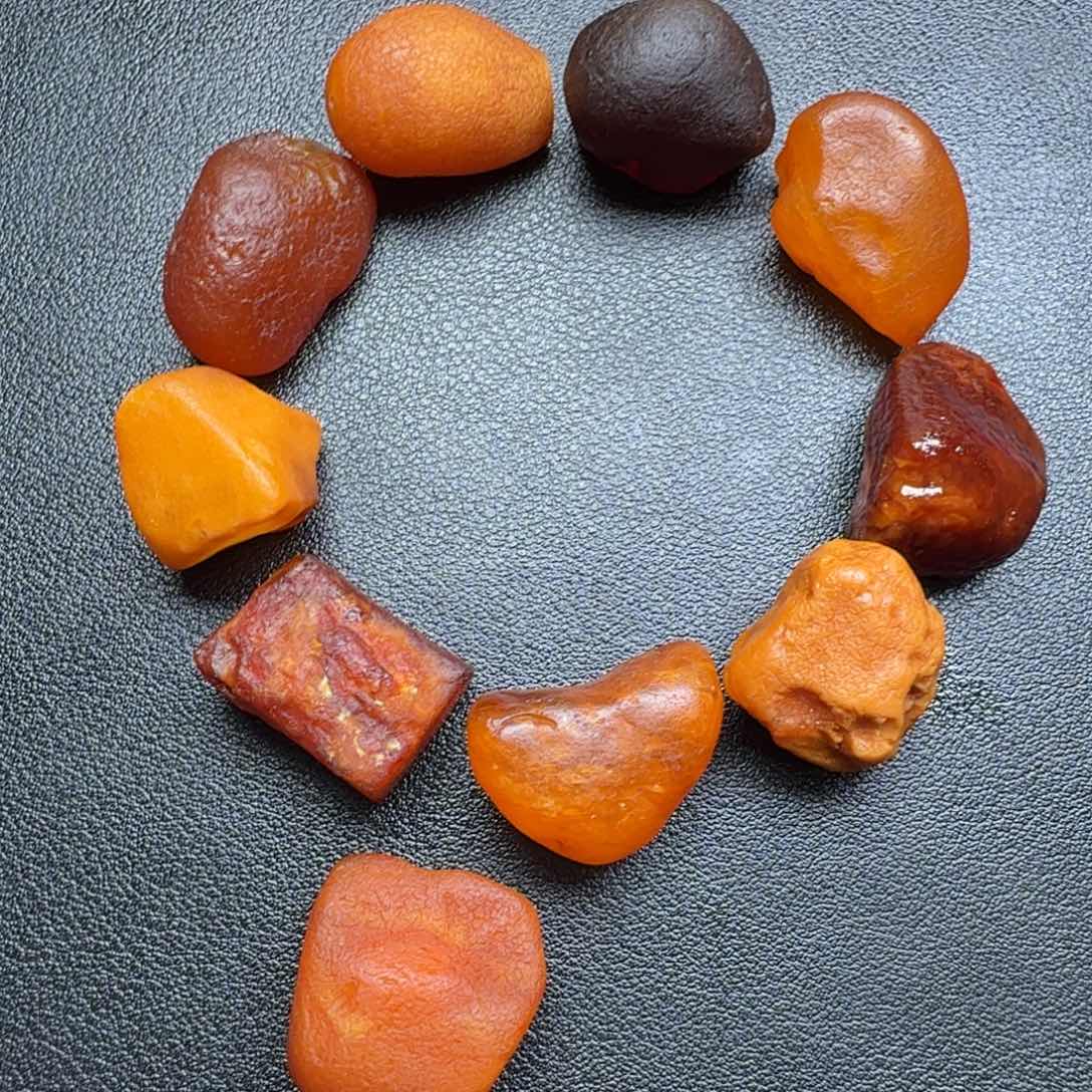 琥珀裸石未镶嵌海漂手串打孔编绳不退换