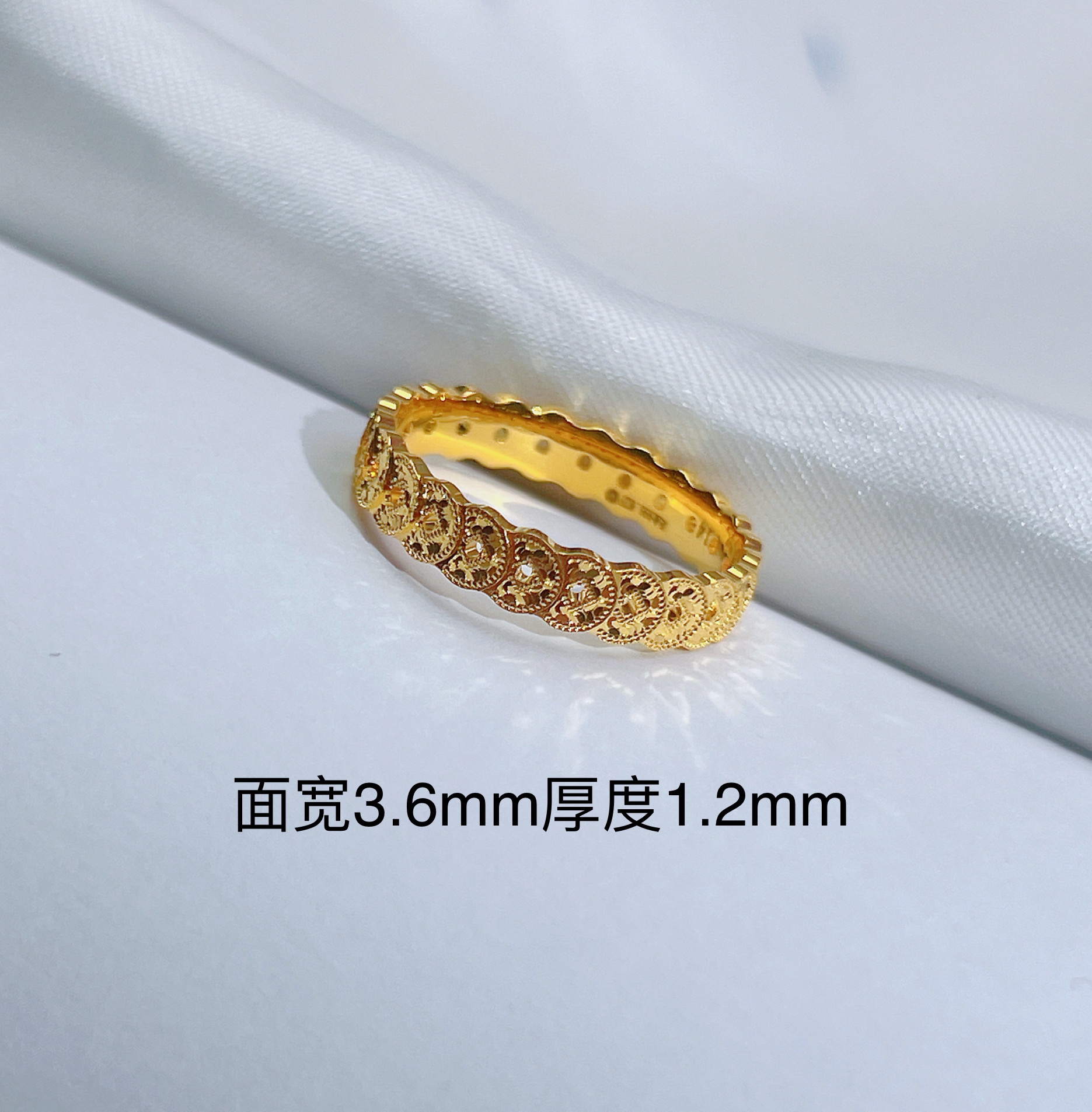 足金999 满圈钱多多厚金实心5G工艺国风素金时尚款戒指