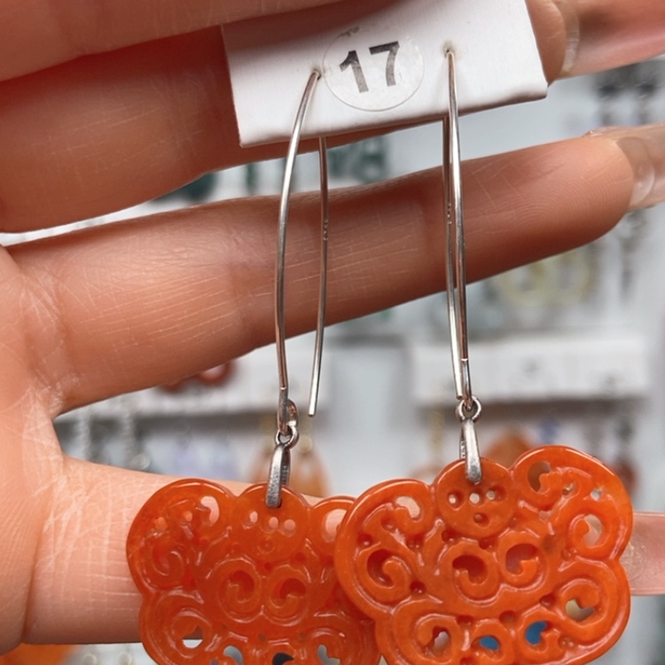 【闪购商品】翡翠耳饰银S925镶嵌优化耳饰