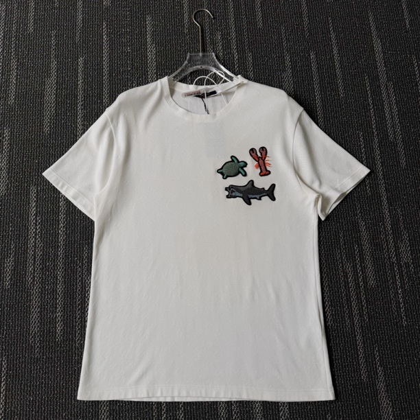 99新 LouisVuitton/路易威登 串珠动物图案印花短袖/尺码L