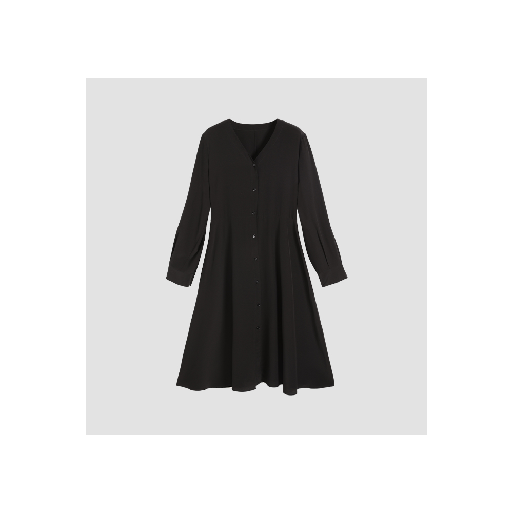 原厂孤品特价清！拍完则无！真色V领垂感连衣裙R911