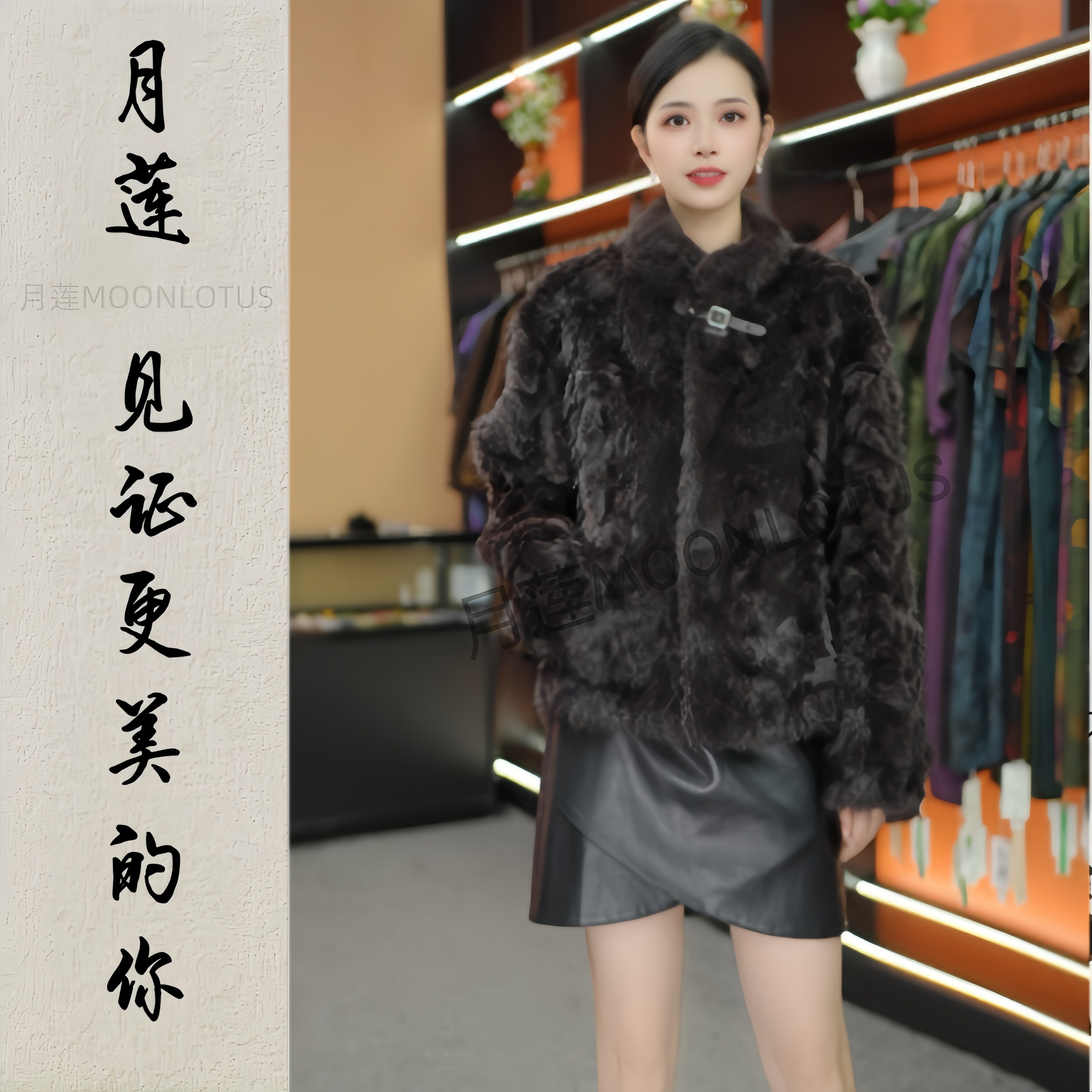 【莲姐】89010  在时装的穿搭里 演绎毛绒质感的摩登对话外套