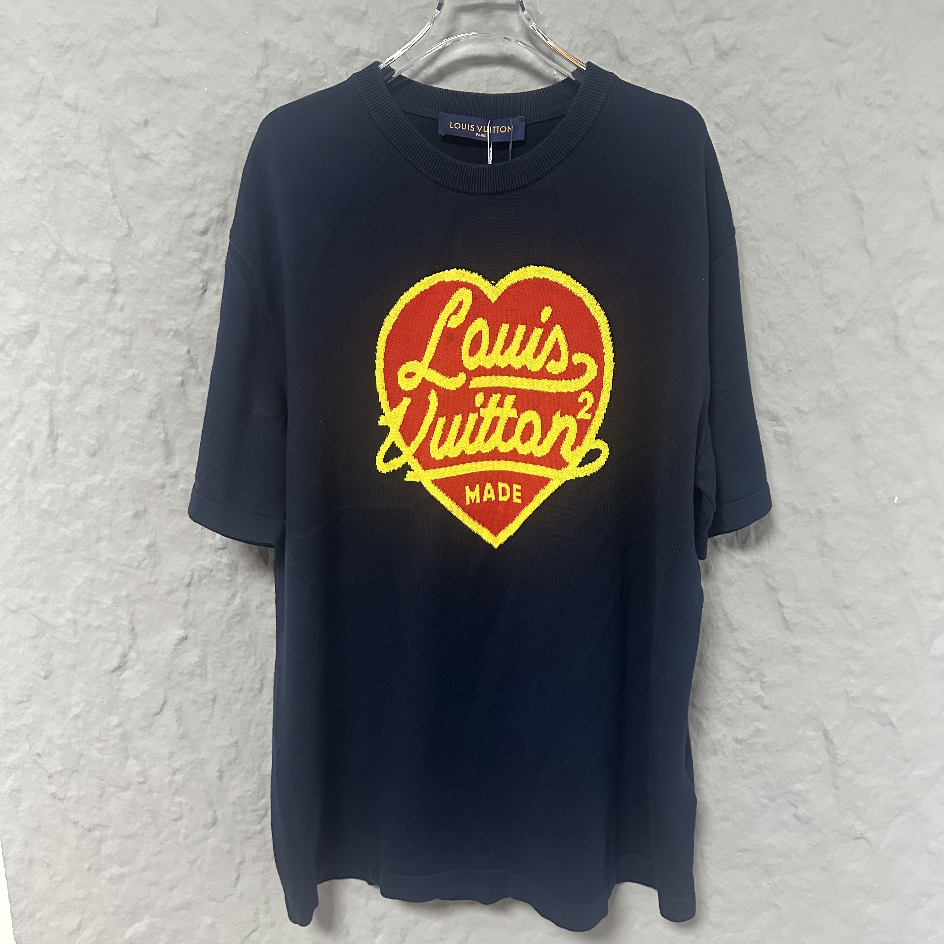 全新未使用 LV 爱心logo深蓝色针织短袖 xxl码 md1262