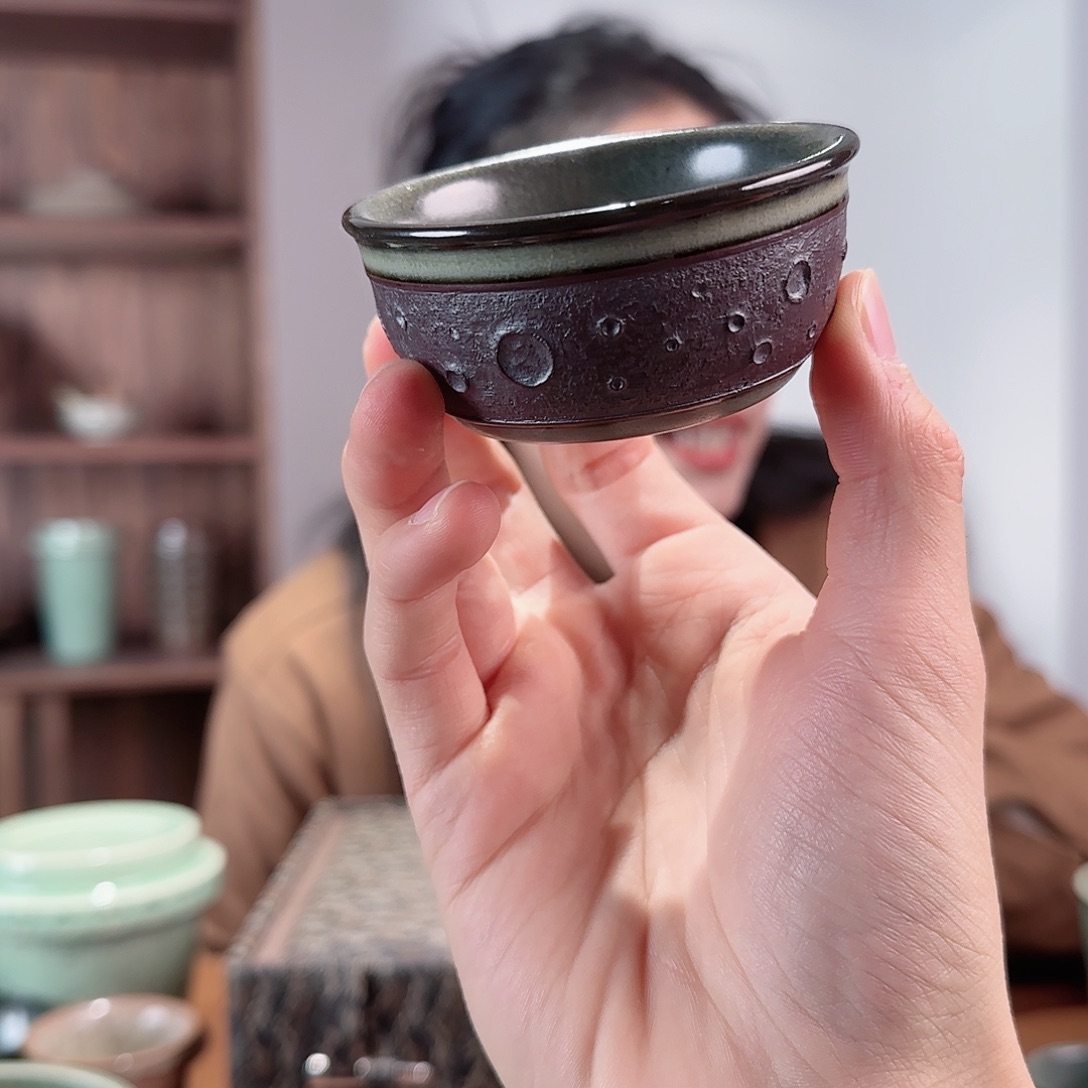 摆件瓷月球杯铁胎