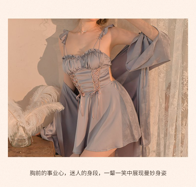 纯欲风家居睡裙吊带高级感睡袍套装