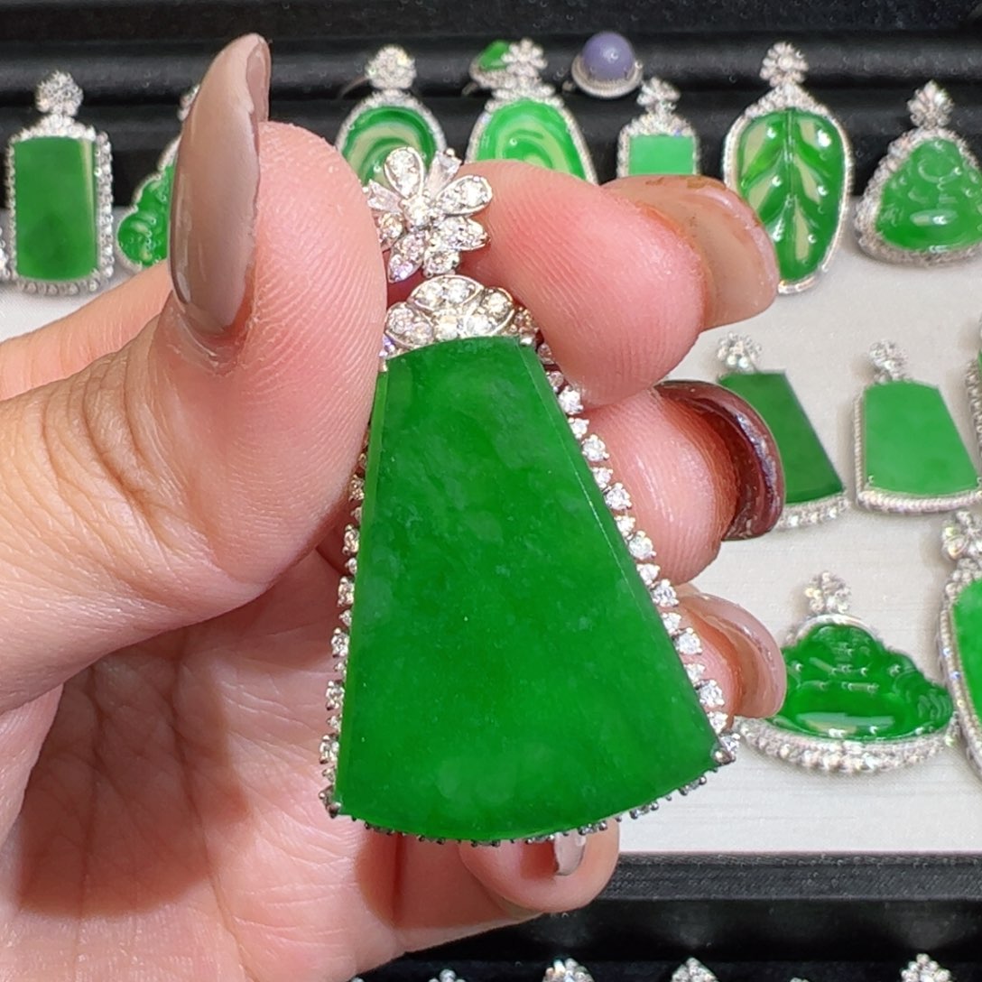 翡翠18K金镶嵌吊坠(不含链)s*s