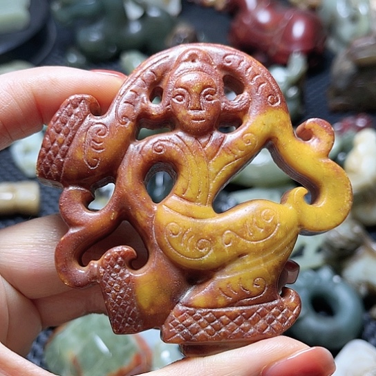 白玉菩提吊坠摆件