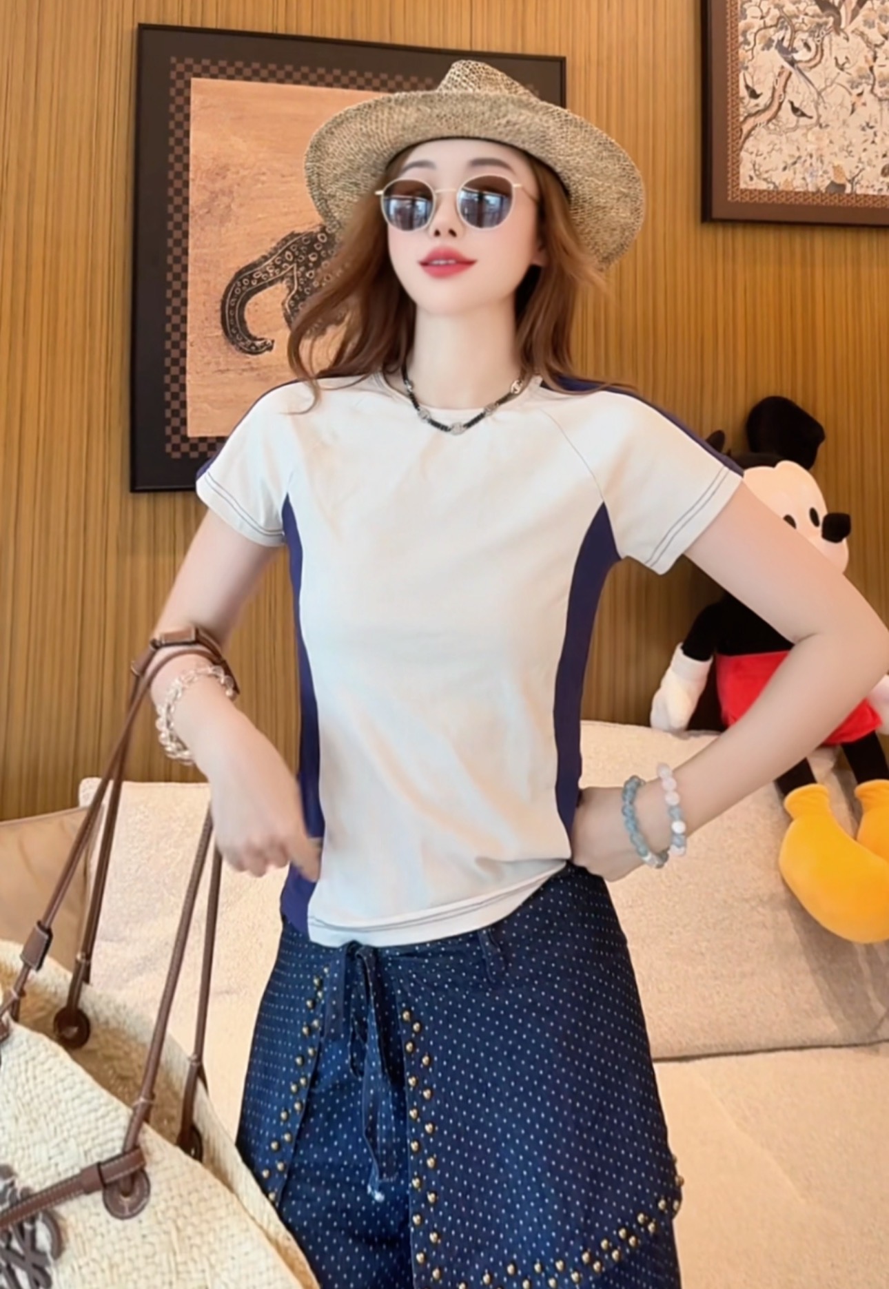 c3333 CC推荐 简约撞色拼接短袖t恤