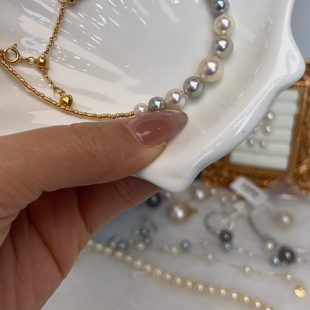 海水珍珠银S925镶嵌手绳