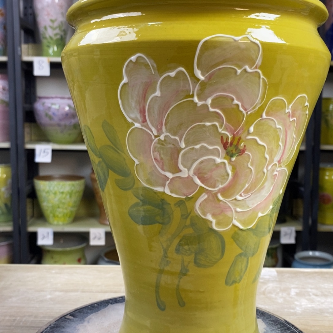 紫***妈景德镇手工手绘陶瓷花盆