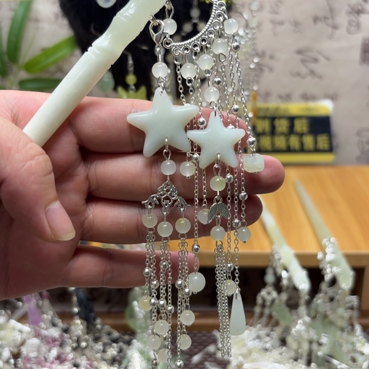 合金蛇纹石玉发饰