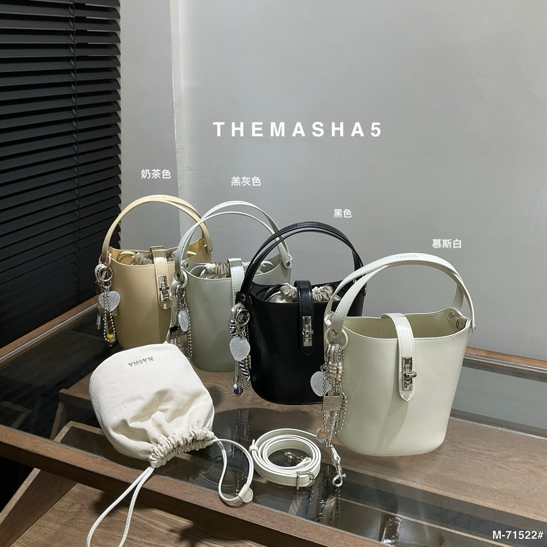 M&SHA THE MASHA 5 新款高级感小众设计通勤单肩包复古斜挎水桶包