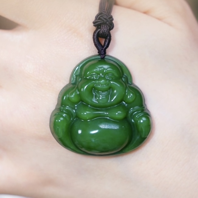 【芒心珠宝】天然和田玉未镶嵌碧玉35mm裸佛公吊坠