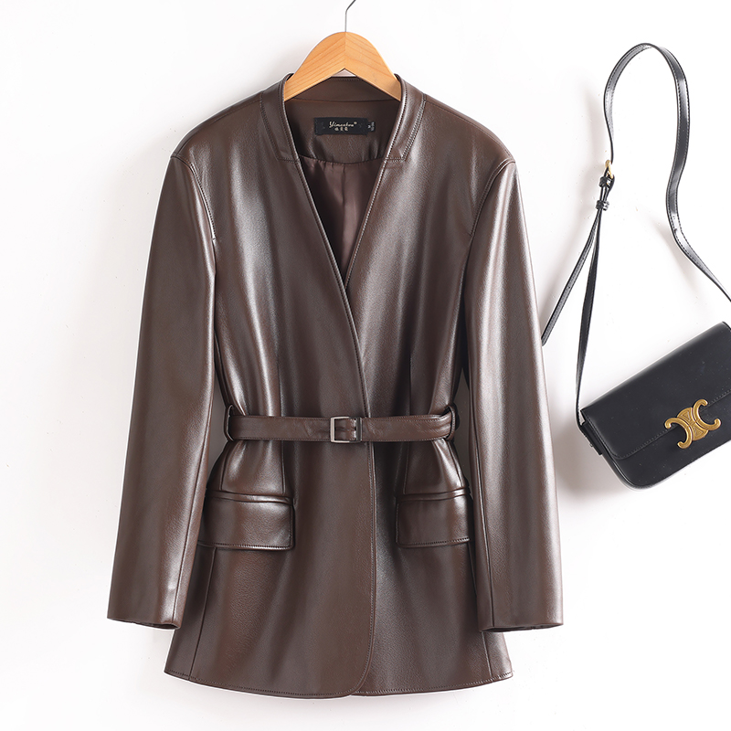 683真皮皮衣女短款外套立领外套时尚穿搭长袖中长款时尚皮衣春秋