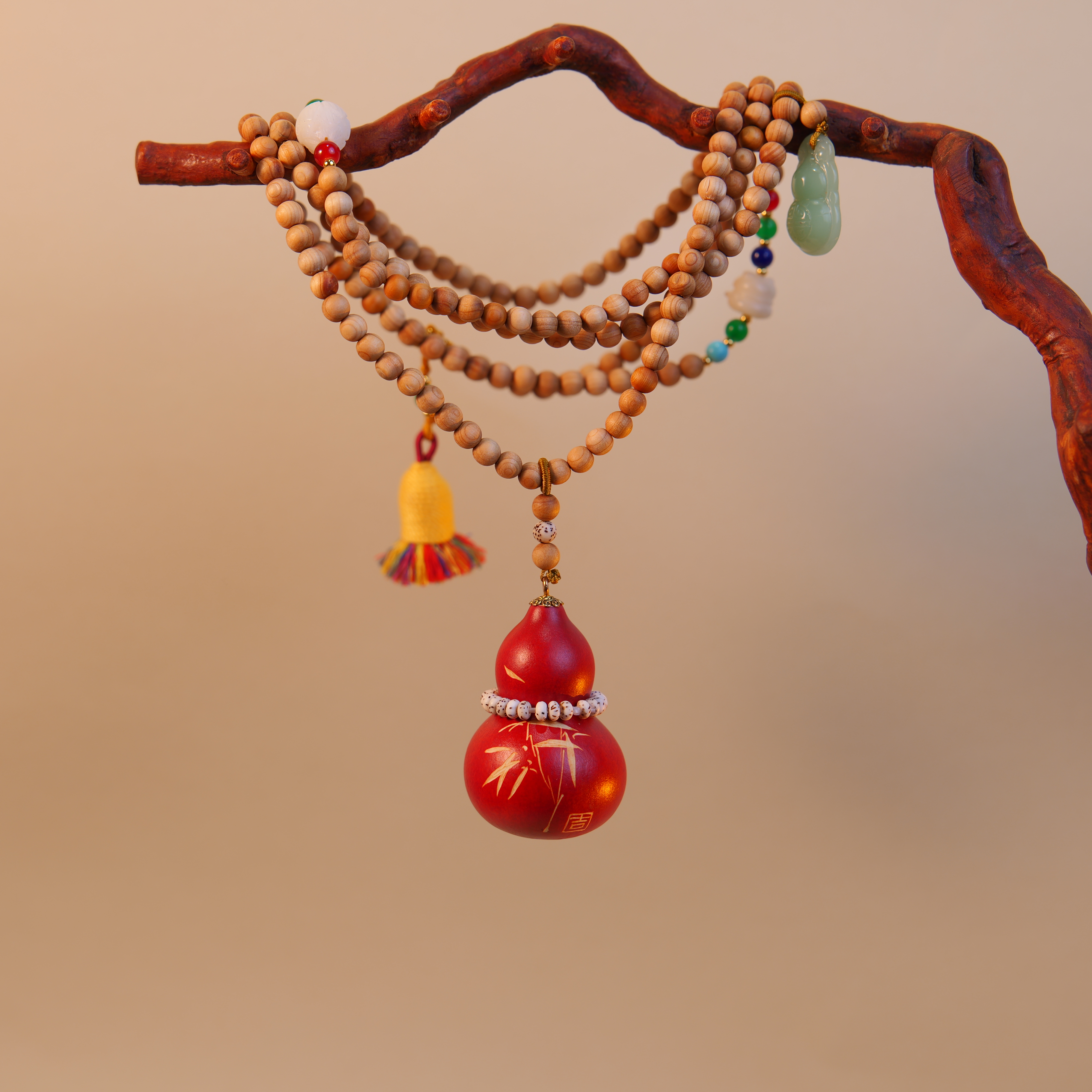 天然葫芦刻字斜跨链中式复古流苏挂件背云中国风