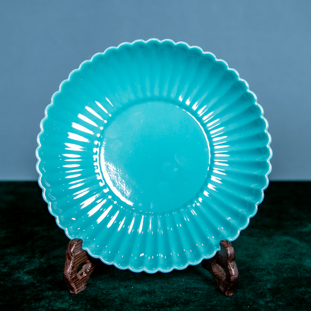 单色绿釉菊口赏盘DSY-021125