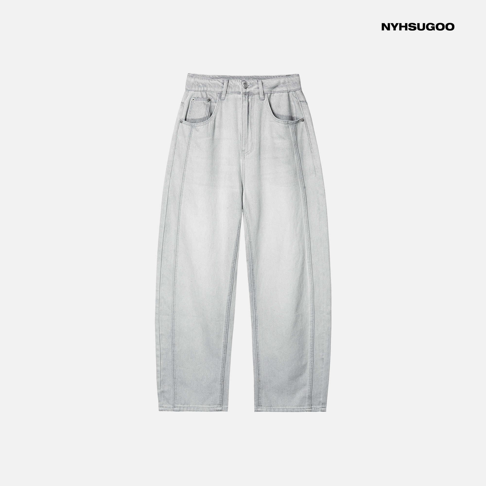 NYHSUGOO/南乙夏季微弯刀牛仔裤炒盐工艺100%棉男士3711牛仔裤