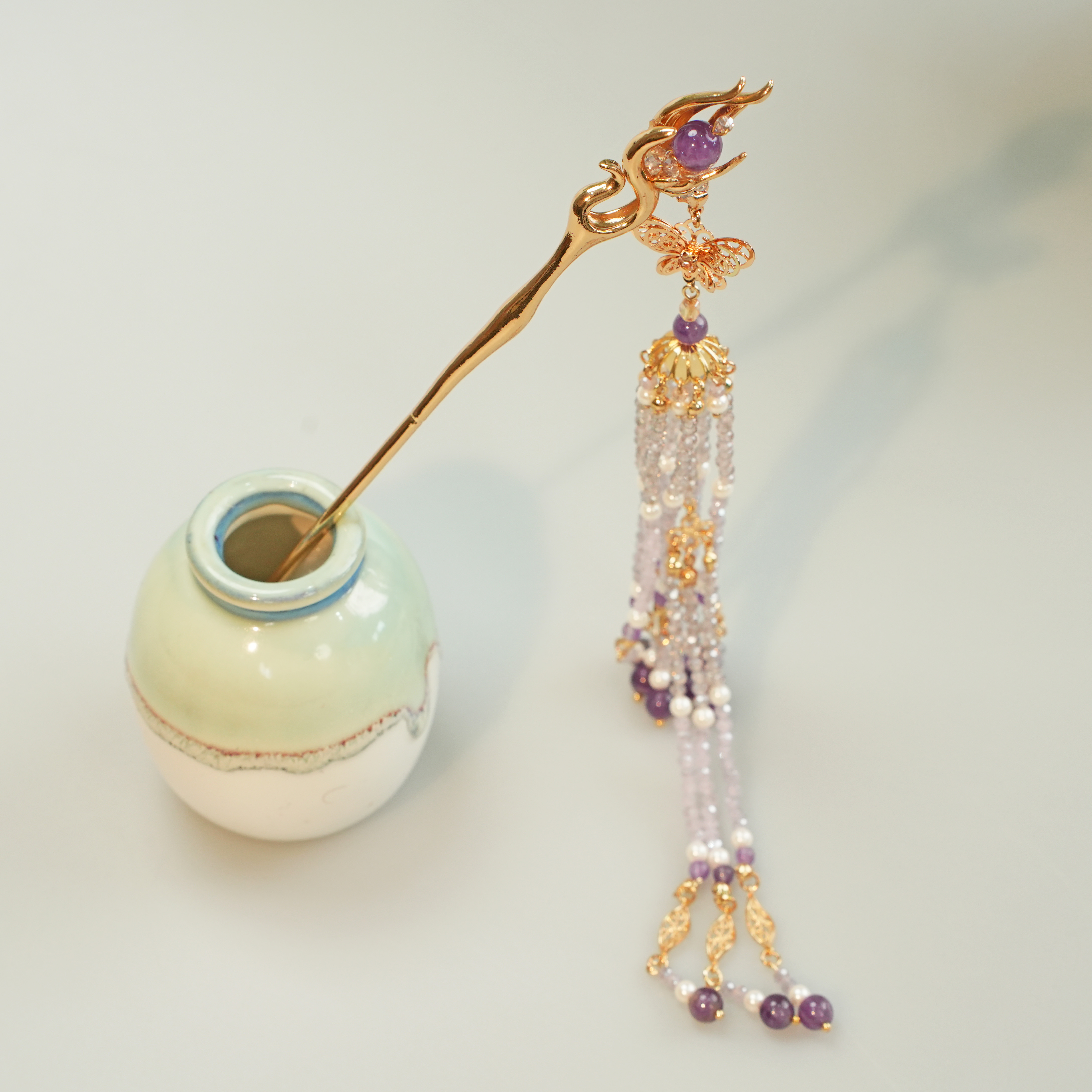 古悦倾城【清宇发簪】古风长流苏发簪中国风汉服配饰中式古典发饰