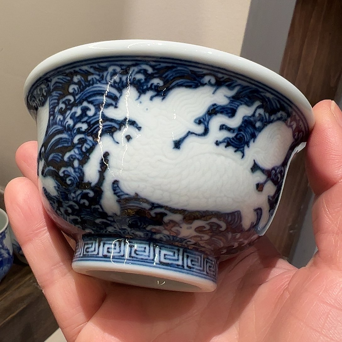 不晓堂柴窑暗刻压手杯