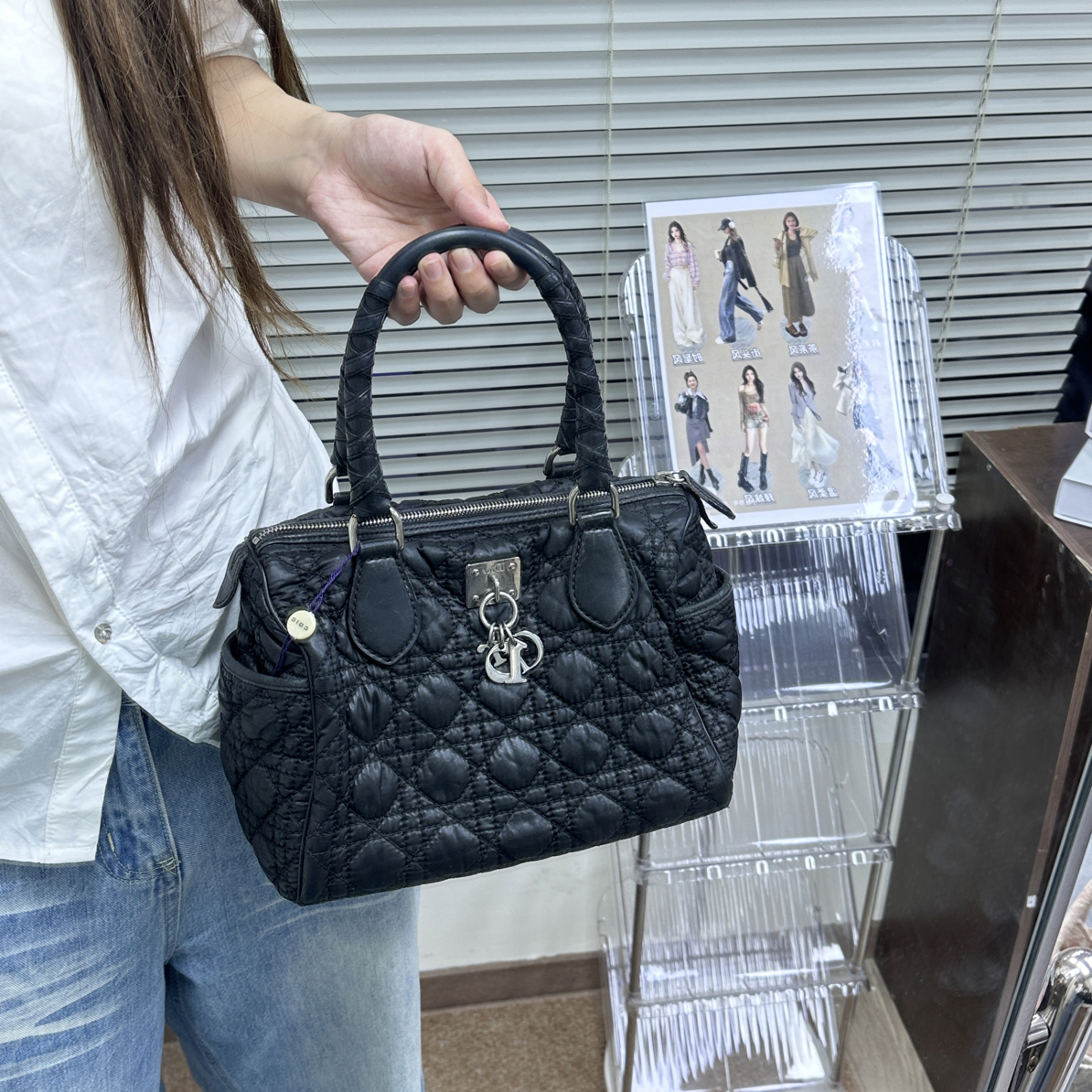 95新 DIOR/迪奥 黑色泡芙手提包
