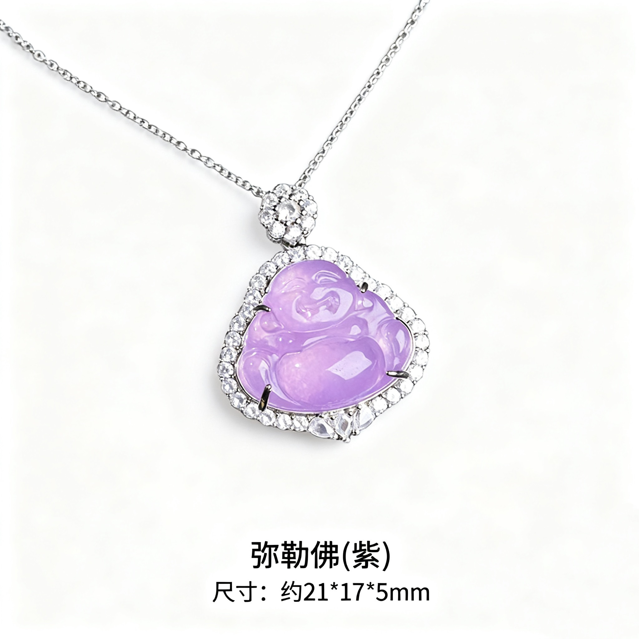 铜合金仿水晶项链 紫色佛公中国风高品质女款项链