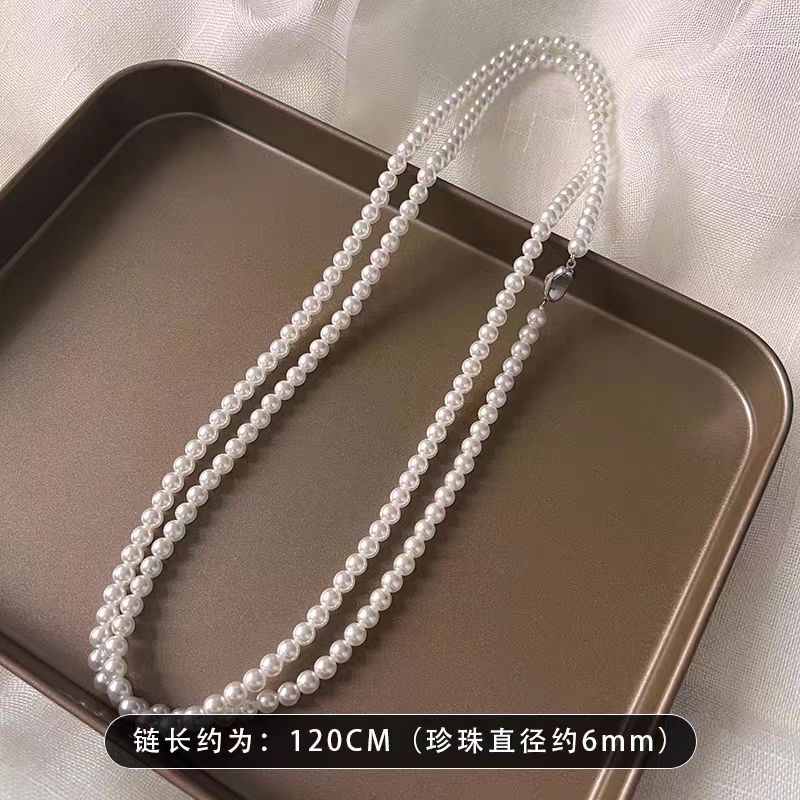 钛钢仿珍珠项链  (周年庆活动) 鱼鱼子精选珠珠长款项链多层百搭