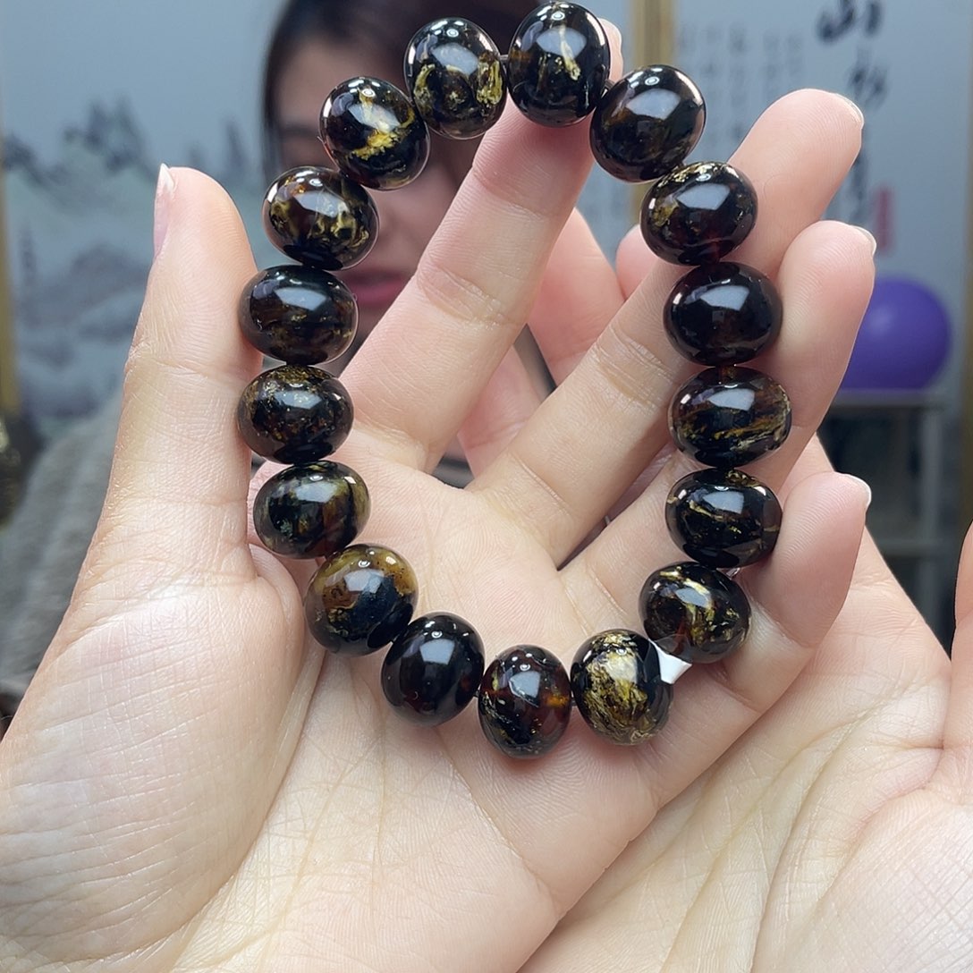 琥珀裸石未镶嵌14黑花