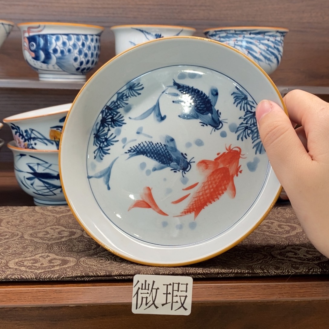 釉下彩老陶泥手工绘制