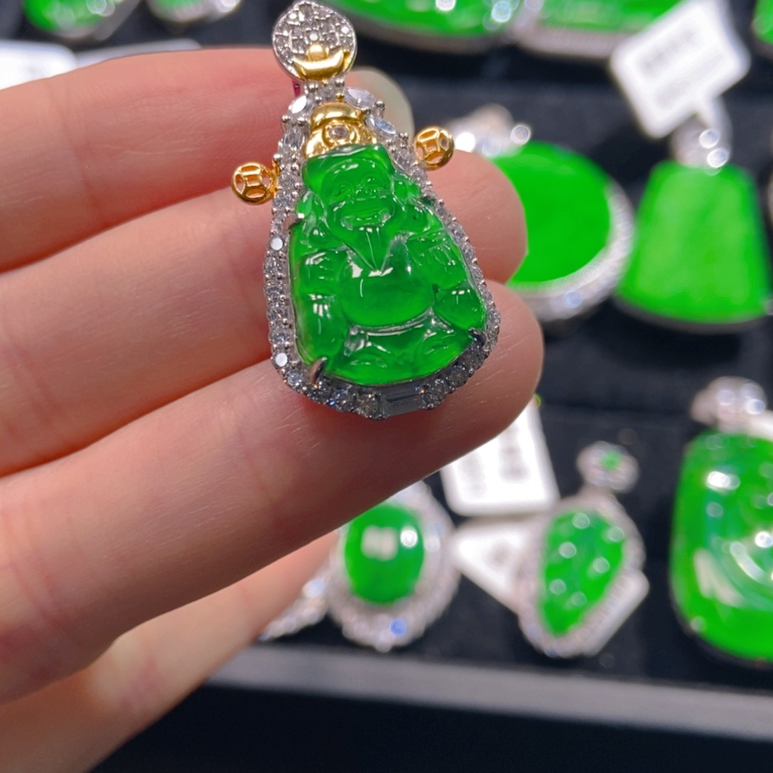 翡翠吊坠(不含链)银S925镶嵌